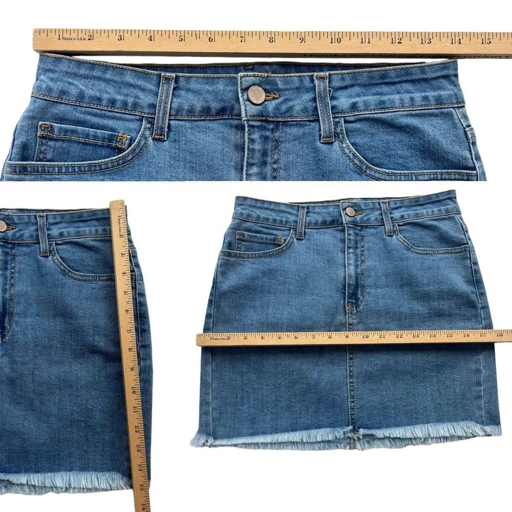 O2 Denim Womens Small Medium Wash Ain't No Other High Waisted Denim Skirt SK9002
